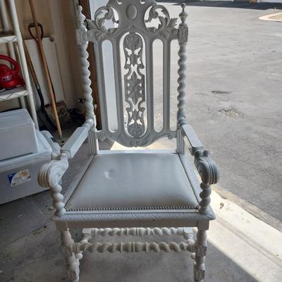 WHITE WOODEN ARMCHAIR MADE FOR A KING