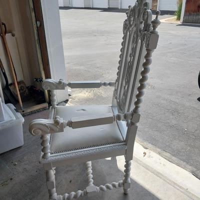 WHITE WOODEN ARMCHAIR MADE FOR A KING