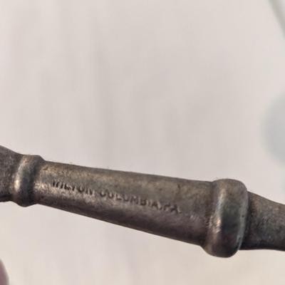 Vintage Utensils Pewter Slotted Spoon Whisk