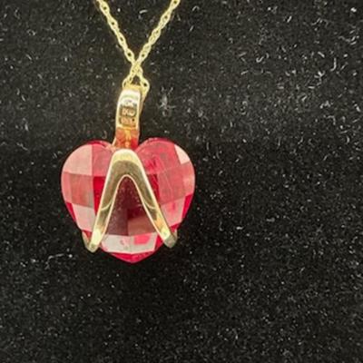 Ruby Pendant on 10K Gold chain