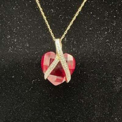Ruby Pendant on 10K Gold chain
