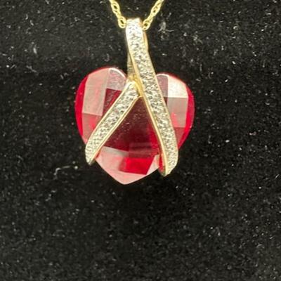 Ruby Pendant on 10K Gold chain
