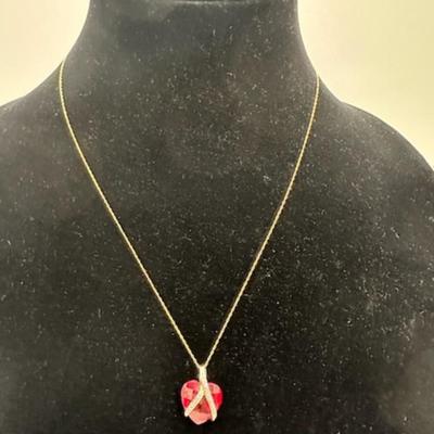 Ruby Pendant on 10K Gold chain