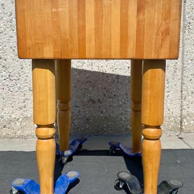 Vintage kitchen Style Maple Butcher Block, 10" thick! Very Heavy Island Table with legs