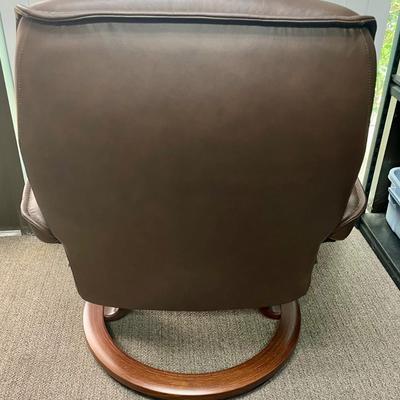 Ekornes Stressless Brown Leather Reclining Chair with Ottoman