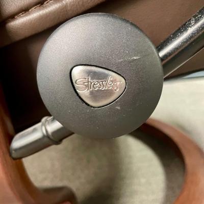 Ekornes Stressless Brown Leather Reclining Chair with Ottoman