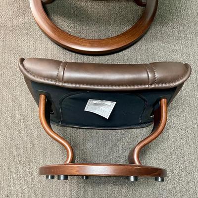 Ekornes Stressless Brown Leather Reclining Chair with Ottoman