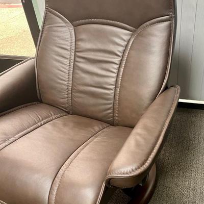 Ekornes Stressless Brown Leather Reclining Chair with Ottoman