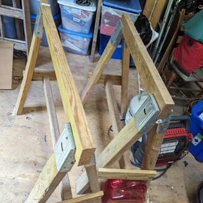 Pair Of Wooden Saw Horses (B)