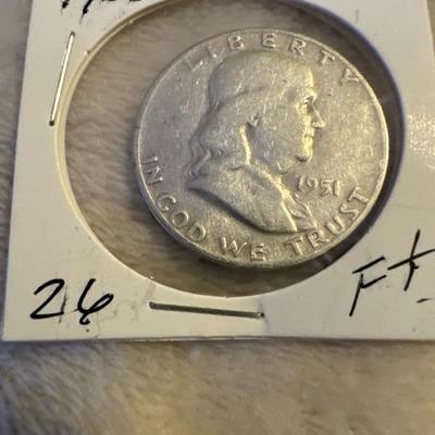 1951 D BENJAMIN FRANKLIN HALF F+