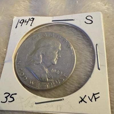 1949 S BENJAMIN FRANKLIN HALF SILVER XVF