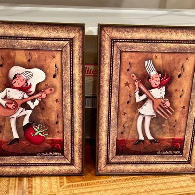 2 framed chef prints