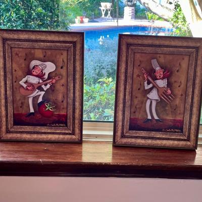 2 framed chef prints