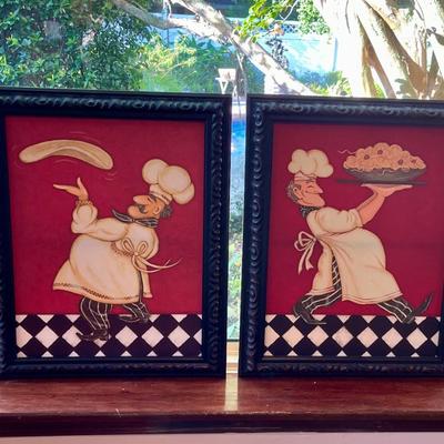 2 framed chef prints