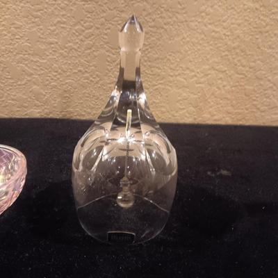 FENTON HAND PAINTED FAIRY LAMP AND ATLANTIS CRYSTAL BELL