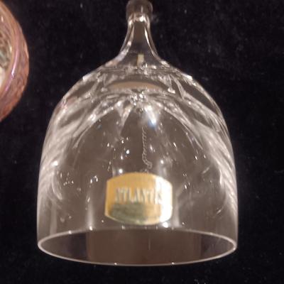 FENTON HAND PAINTED FAIRY LAMP AND ATLANTIS CRYSTAL BELL
