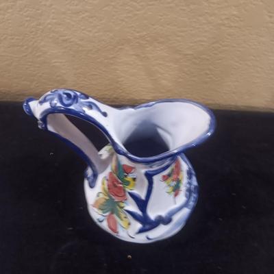 FLORAL PITCHER MADE IN PORTUGAL, BREAD WARMER AND CONDIMENT DISH