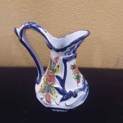 FLORAL PITCHER MADE IN PORTUGAL, BREAD WARMER AND CONDIMENT DISH
