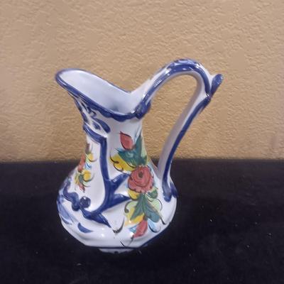 FLORAL PITCHER MADE IN PORTUGAL, BREAD WARMER AND CONDIMENT DISH