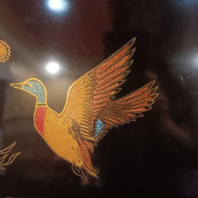 WILTON PEWTER DISH & COUROC TRAY WITH MALLARDS