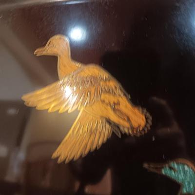 WILTON PEWTER DISH & COUROC TRAY WITH MALLARDS