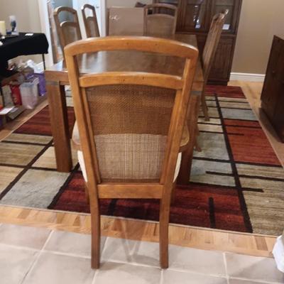 DREXEL HERITAGE MID-CENTURY DINING ROOM TABLE W/2 LEAVES AND 6 CHAIRS