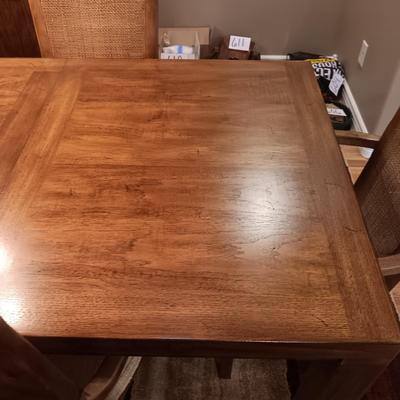 DREXEL HERITAGE MID-CENTURY DINING ROOM TABLE W/2 LEAVES AND 6 CHAIRS
