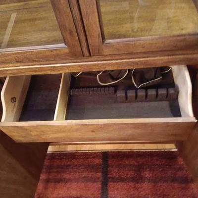 LIGHTED DREXEL WOODBRIAR MID-CENTURY HUTCH