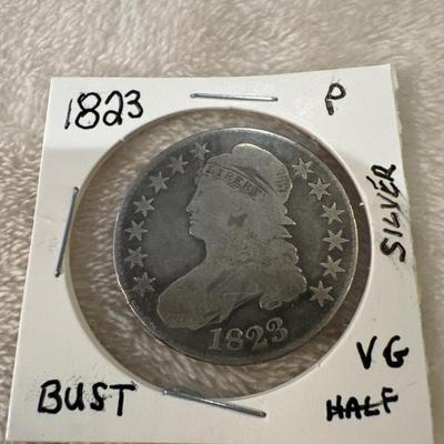 1823 Cap Bust .50c U S Coin VG