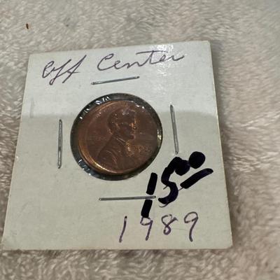 1989 P Penny off centered
