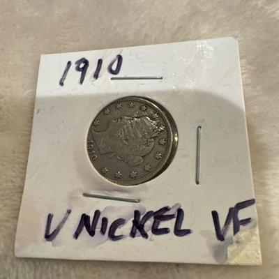 1910 V Nickel U S COIN 5c VF