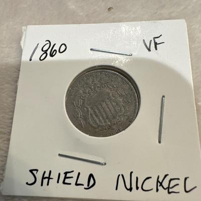 1869 SHIELD NICKEL U S COIN 5c VF