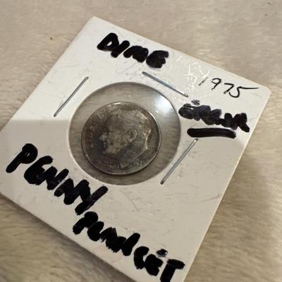 1975 Dime struck on Penny blanched