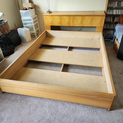 Solid Wood Queen size Bed Frame and Headboard w Storage