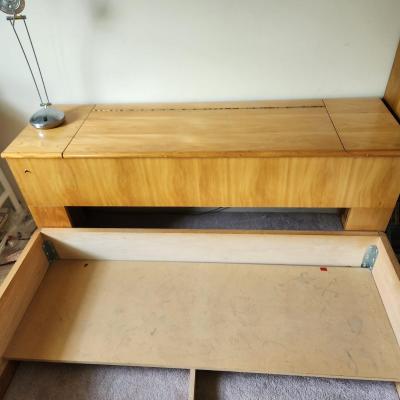 Solid Wood Queen size Bed Frame and Headboard w Storage