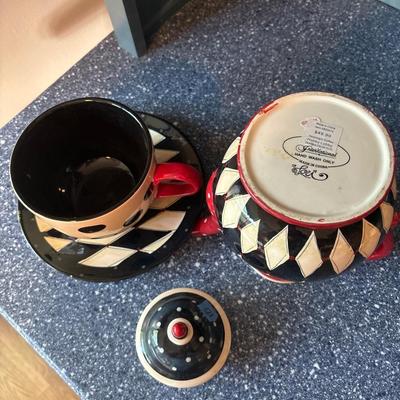 3 piece harlequin tea pot set