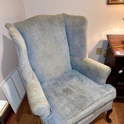 Light blue wingback chair