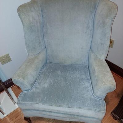 Light blue wingback chair