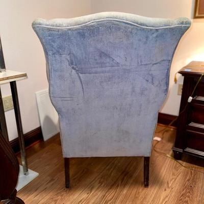 Light blue wingback chair