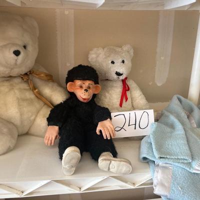Stuffed animals including a moon chi chi