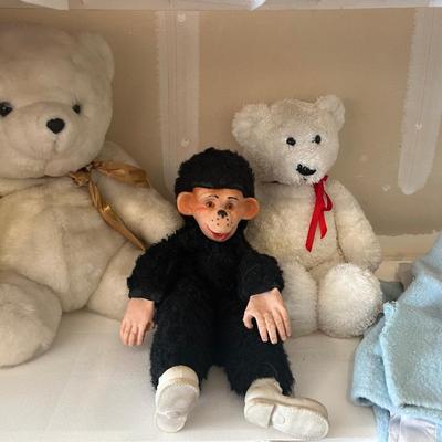 Stuffed animals including a moon chi chi