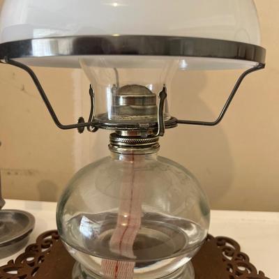 Oil lamp and two candle transporter/candleholders