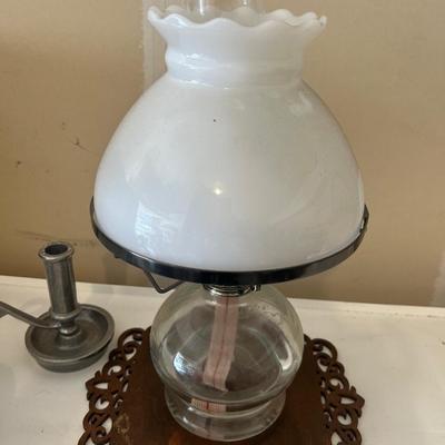 Oil lamp and two candle transporter/candleholders