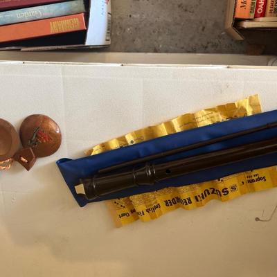 Like new recorder with cheat sheet and wooden
