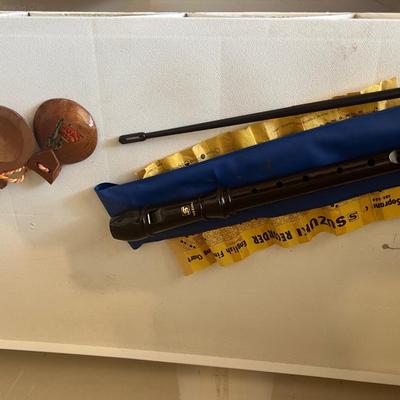 Like new recorder with cheat sheet and wooden