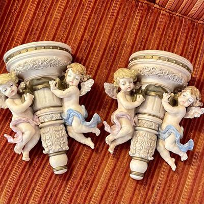 2 Corbel Angel wall scones