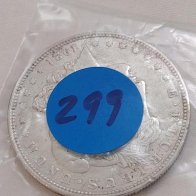 1921 U. S. Mint Mogan Silver Dollar (#299)