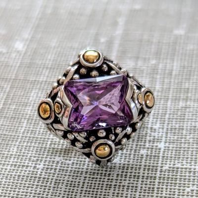 John Hardy 18K and Sterling silver earrings with faceted Amethysts