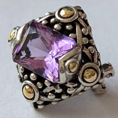 John Hardy 18K and Sterling silver earrings with faceted Amethysts