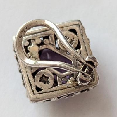 John Hardy 18K and Sterling silver earrings with faceted Amethysts